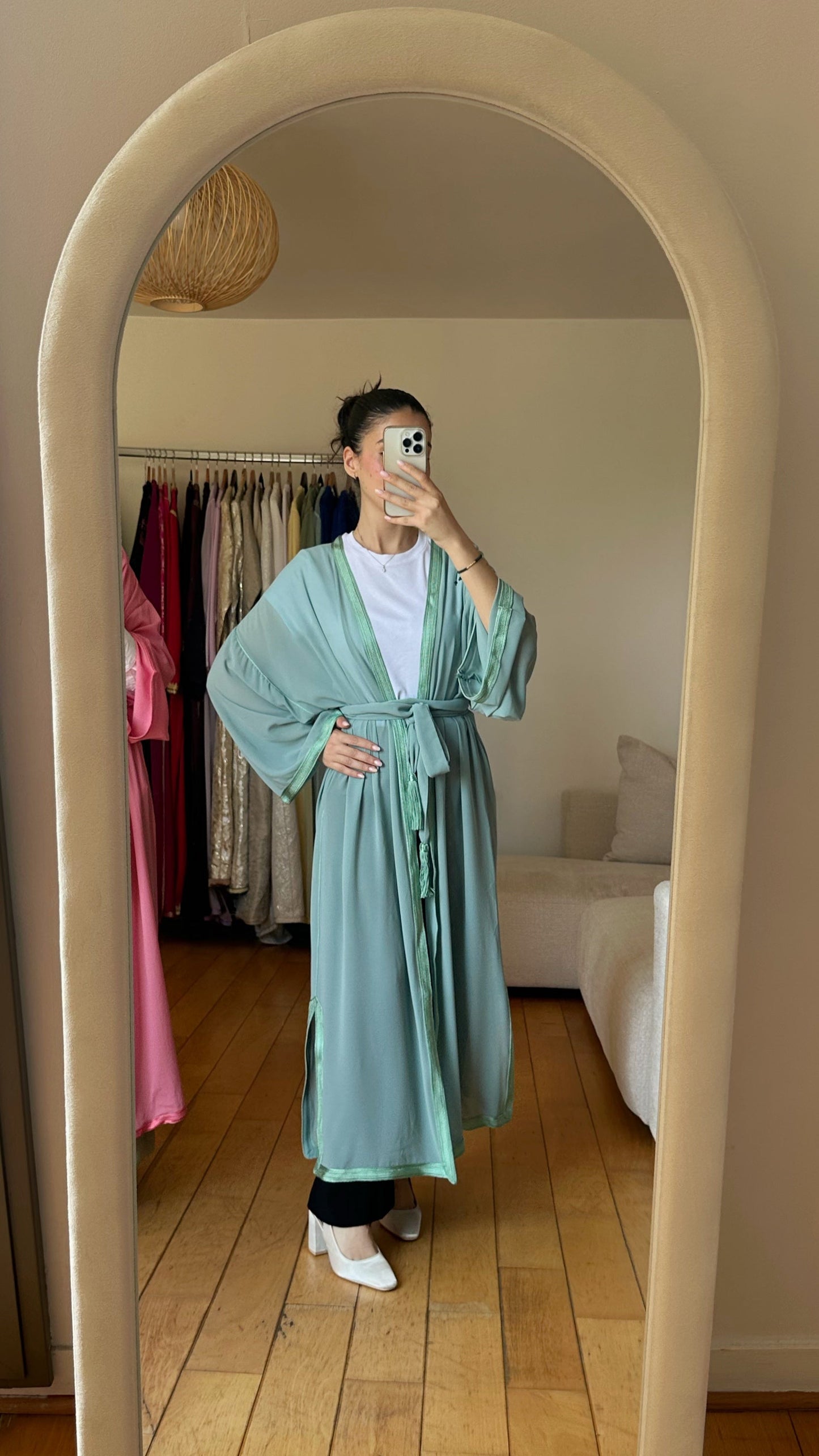 Kimono Mousseline Bleu-Vert
