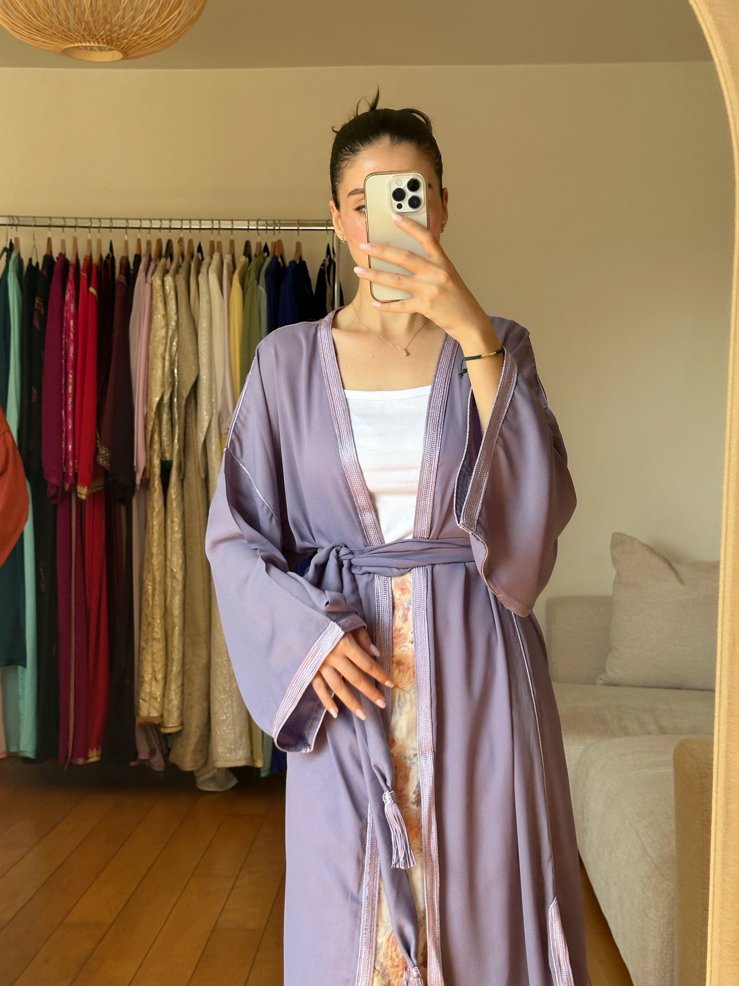 Kimono en Mousseline "Mauve"