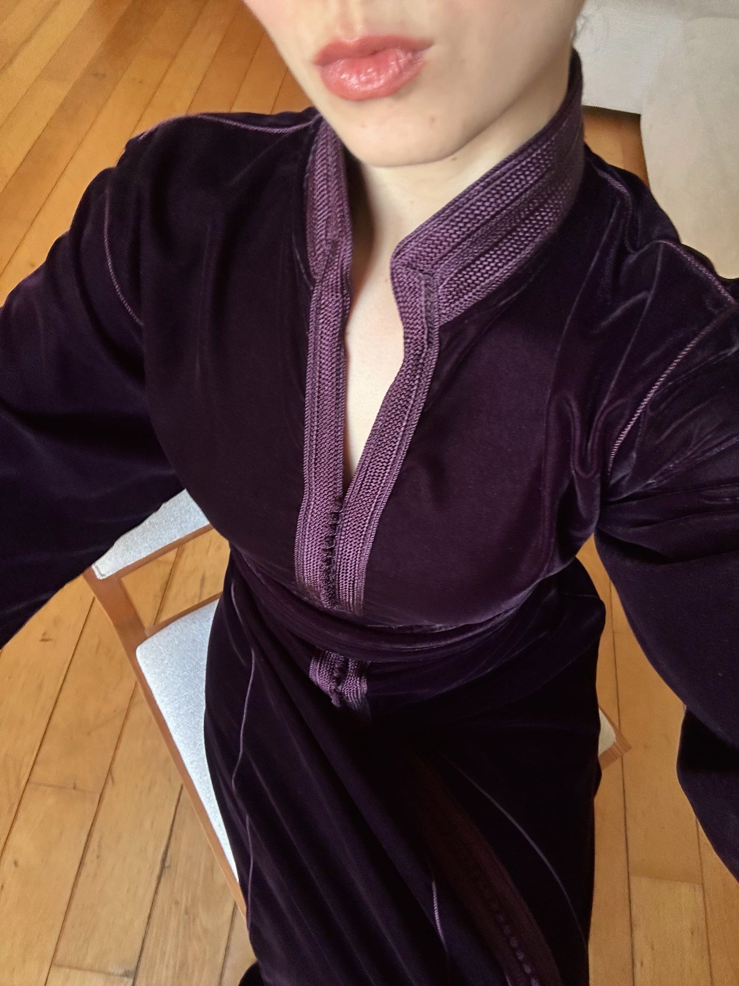 Aubergine Shade Velvet Caftan