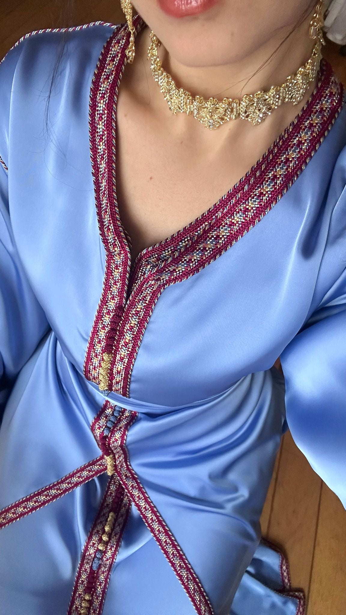 Caftan Bleu Poudré Berbère