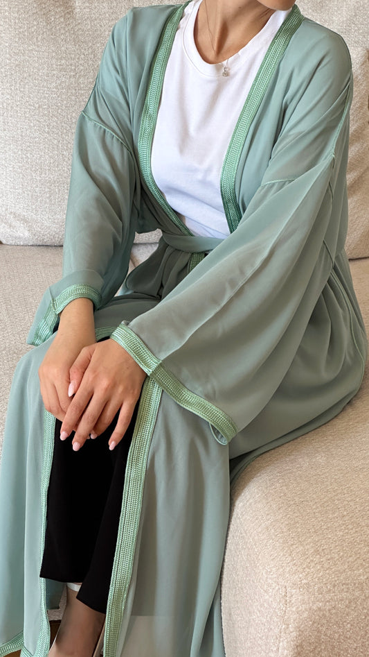 Kimono Mousseline Bleu-Vert