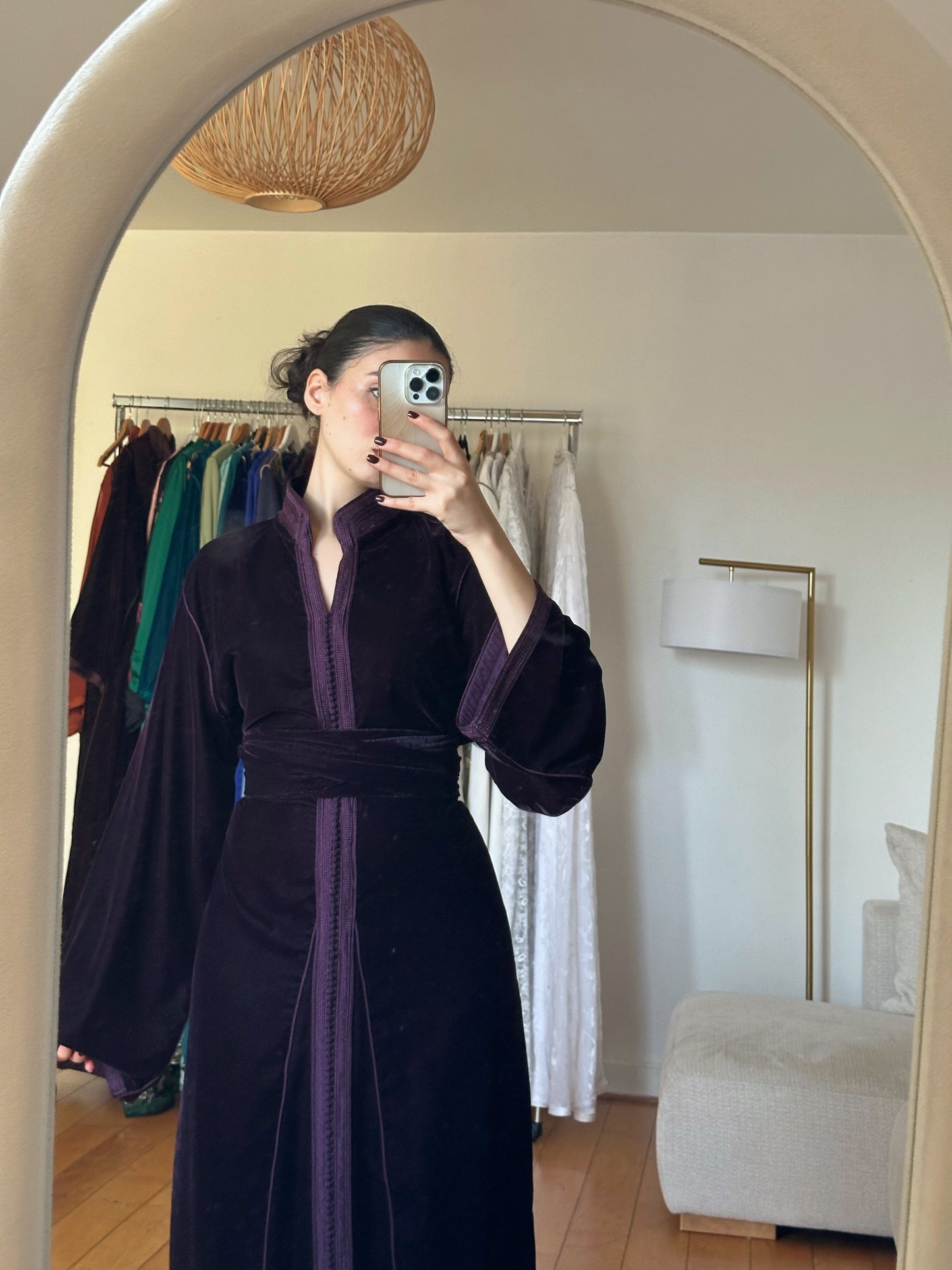 Aubergine Shade Velvet Caftan