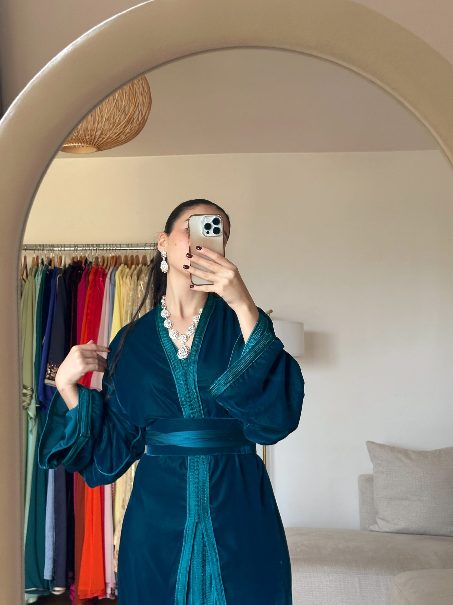 Caftan Velours Azur Profond