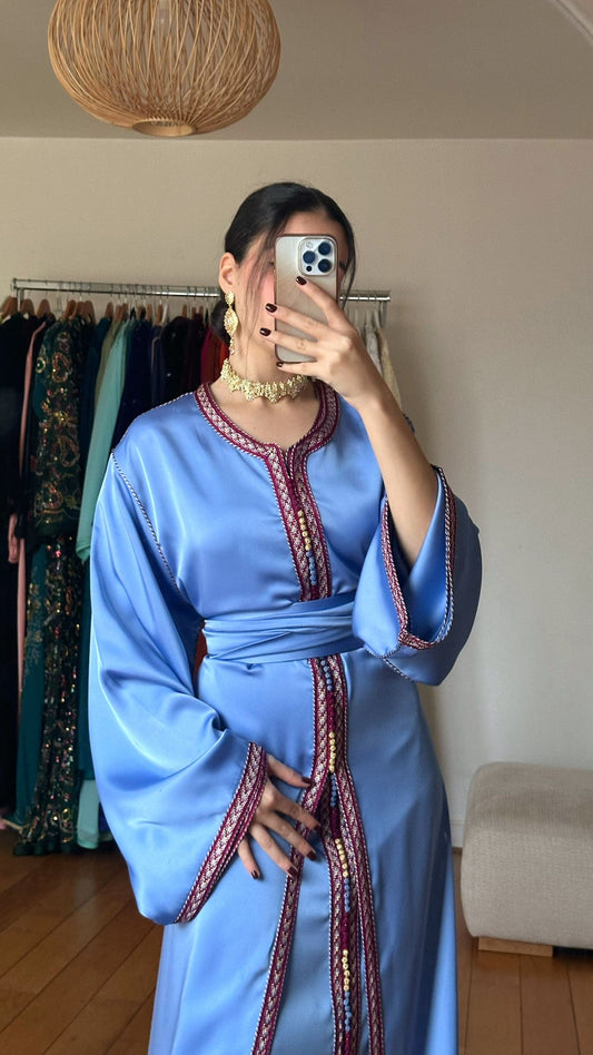 Caftan Bleu Poudré Berbère