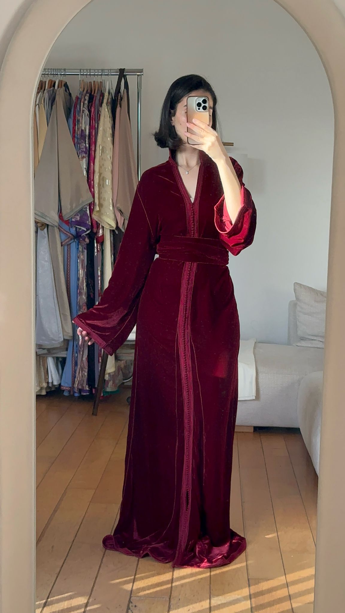 Caftan Velours Bordeaux